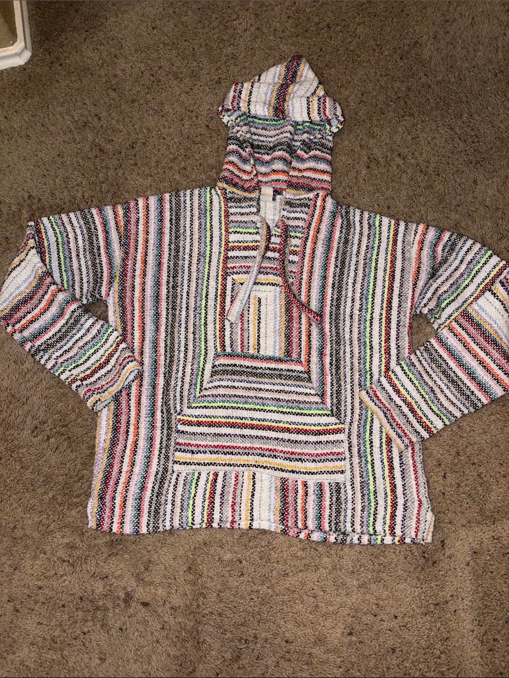Earthbound Trading Co. Stripped Baja Woven Hoodie Unisex Size Medium